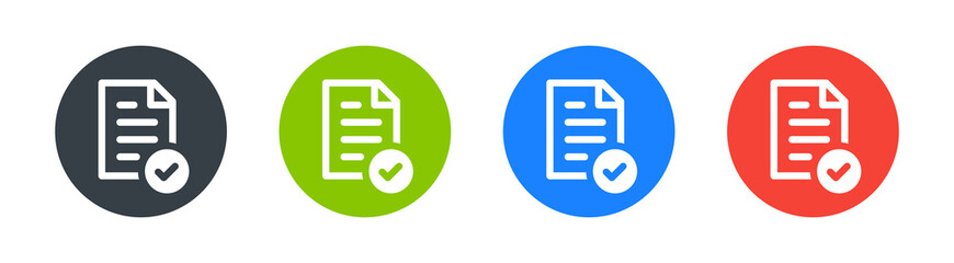Poster - Document with check mark icon, symbol approved and confirmed document file.