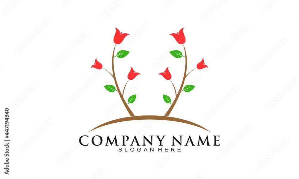 Rose flower vector logo Stock Vector | Adobe Stock