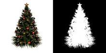 Christmas Tree 2- Front View White Background Alpha Png 3D Rendering Ilustracion 3D