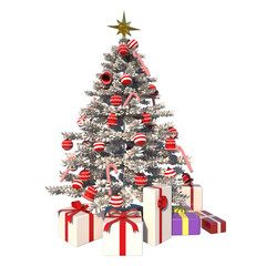 Wall Mural - Christmas tree 5- Front view white background 3D Rendering Ilustracion 3D