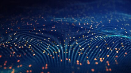  Abstract technology big data concept. Big data binary code futuristic information technology, data flow. Transferring of big data and storage of block chain, server,  hi-speed internet. 3D Rendering.