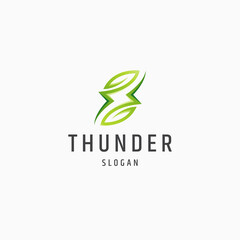 Wall Mural - Thunder leaf nature eco energy logo icon design flat template vector illustration