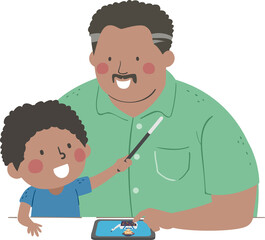 Sticker - Boy Black Dad Watch Online Magician Illustration