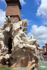 Sticker - Statue of Zeus By Bernini, detail of Four Rivers Fountain, Rome, Italy