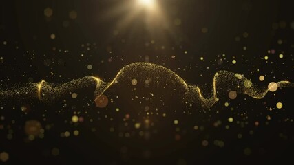 Aufkleber - Abstract Shine Golden Dust Small Particle with Nebula Swirl Wave 4K Motion Graphic Loop Background