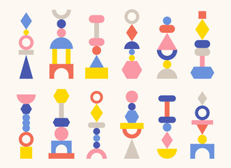 Wall Mural - blocks of various shapes are piled up to create interesting patterns.