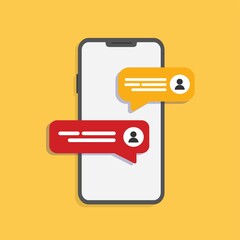 Poster - social network chat on the smartphone. stock vector.