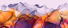 Trendy Alcohol Ink Background, Texture With Luxury Color Mix Design, Orange And Puple Accent, Hand Drawn Painted Art, Wave Theme Design, Luxury Wallpaper For Print