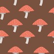 Seamless pattern with mushrooms. Colorful vector flat for kids. hand drawing. baby design for fabric, print, wrapper