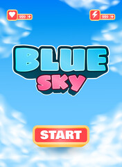 Wall Mural - funny blue sky game ui vertical board interface vector illustration