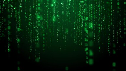 Poster - Technology digital matrix background concept, Binary code black and green background with digits moving on screen. Seamless Loop 4K