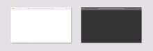Browser Window Mockup. Website Template Vector Frame. Web Site Computer Screen Mock Up. Pc, Laptop, Mobile, Tablet Browser View Isolated Light, Dark, Night Mode Theme