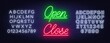 © TanyaFox - Neon sign open and close on brick wall background.