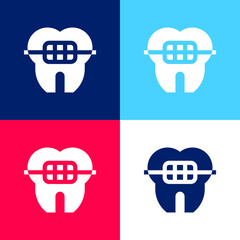 Canvas Print - Braces blue and red four color minimal icon set