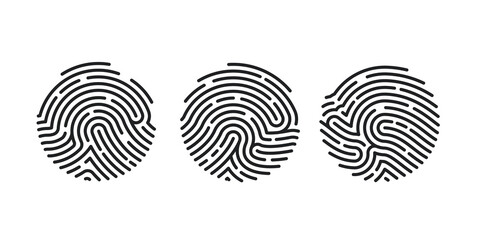 Poster - Circle Unique Fingerprint icon design for app isolated on white background. Finger print flat scan. Vector