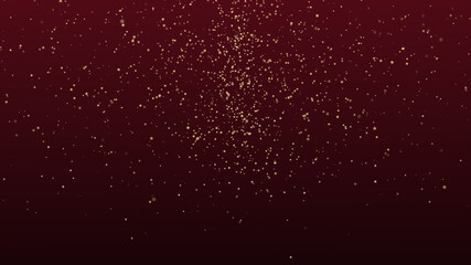 Wall Mural - beautiful gold glitter floating dust particles on red dark background in slow motion. looped animati