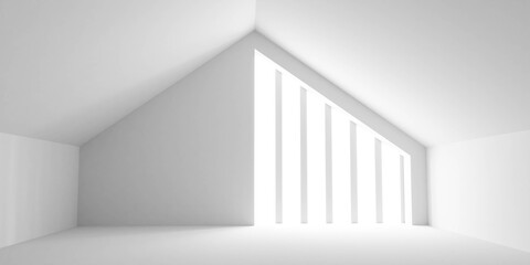Poster - abstract empty futuristic white hall architecture roof background 3d render illustration