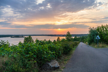 Wall Mural - Sunset above the Markkleeberger Lake near Leipzig