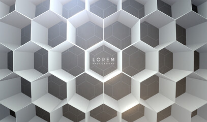 Wall Mural - abstract white hexagonal background with light effect