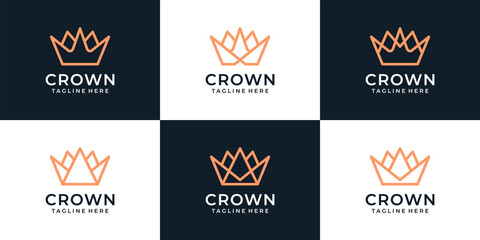 Wall Mural - Set of monogram luxury royal elegant crown logo design idea