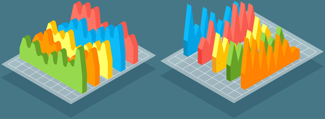 Poster - Visualize with business analytics. Work with statistical data analysis, changing indicators. Analyze statistical indicators, business data. Marketing research for presentation. Data financial report