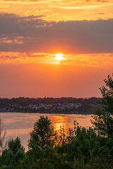 Wall Mural - Romantic sunset above the Markkleeberger Lake near Leipzig