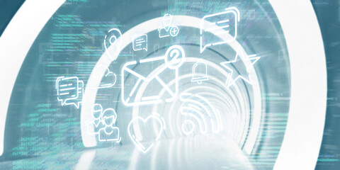 Poster - Light Corridor modern background. Futuristic Sci-Fi Tunnel. 3D Rendering