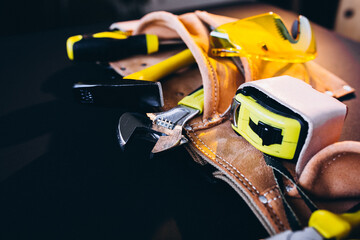 Wall Mural - Set of tools isolated in a tool belt