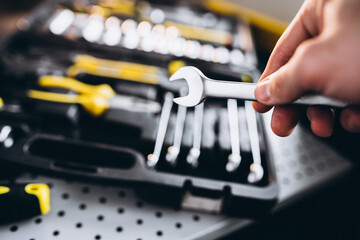 Set of tools in a tool kit isolated