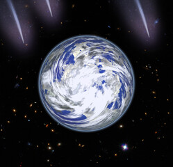 Wall Mural - comet over the earth. meteor rain. the elements of this image furnished by nasa.