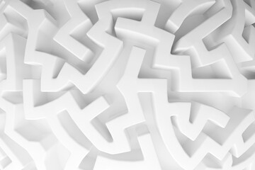 Fototapete - White asymmetrical architectural background, puzzle of street labyrinths, blocks of typical monotonous urban development. Metropolis map concept. 3d rendering