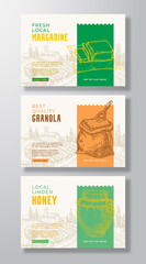 Wall Mural - fresh local food label templates set. abstract vector packaging design layouts collection. banners w