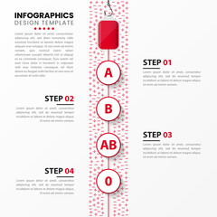 Wall Mural - Infographic design template. Blood donation concept with 4 steps