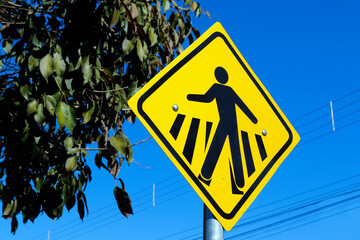 traffic sign signaling pedestrian crossing