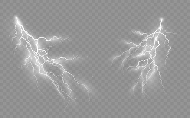 Wall Mural - set of zippers, thunderstorm and effect lightning.