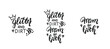 © Elena - Glitter and dirt mom of both quotes set. Inspirational quote, hand lettering design. Shirt woman text. Lettering overlay, brush calligraphy. Tired mom funny phrase.