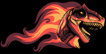 Dinosaurus Allosaurus Head With Flames Vector Illustration Design