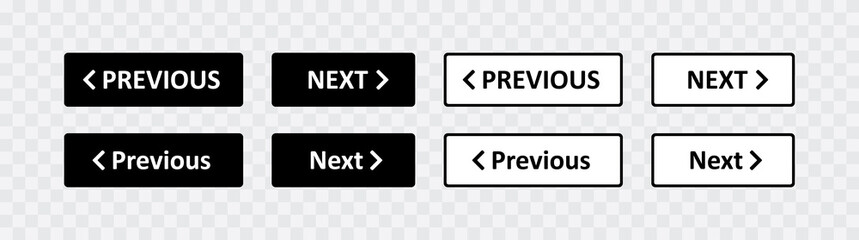Poster - Previous , next page button set. Isolated back or forth icons on transparent background. website or App UI pages changer. Next, previous arrow signs. Vector