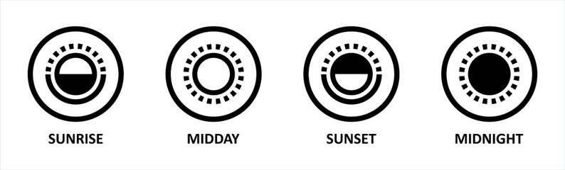 Poster - Day and night, dark and light modes. Screen modes icons set. Screen brightness and contrast level control icons. Day night switch. Vector Illustration