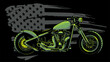 chopper motorcycle with american flag vector illustration