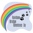 Rainbow Bridge Remembrance Day, Rainbow arc and pet footprints for a thematic banner