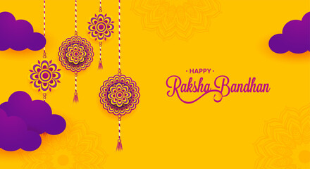 Happy Raksha Bandhan celebration banner, poster or creative card design, vector illustration.