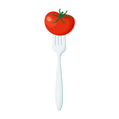 Wall Mural - Tomato on forks Concept of diet. Vector illustration.