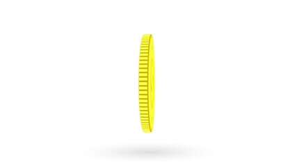 Poster - Spinning golden dollar coin isolated on white and green background. 4k
