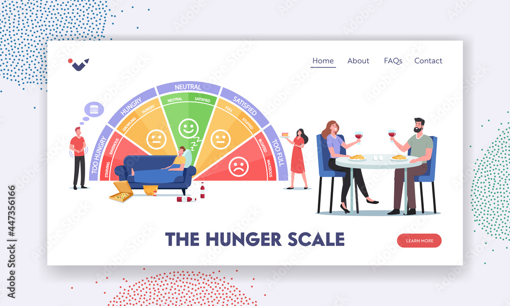 Hunger Scale Vector Hunger Scale Landing Page Template. Characters Starving, Ravenous ...
