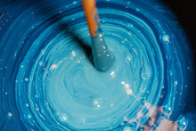 Mixing Up Old Blue Paint With Drill