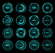 © Vector Tradition - HUD futuristic loading bars of process and status interface vector icons. Digital technology panel with HUD downloading bars on neon screen or dashboard controls on display with percent status