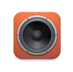Poster - Sound speaker icon, audio or music stereo system, vector realistic loudspeaker. Realistic acoustic sound speaker or subwoofer and boombox radio amplifier, wooden loudspeaker