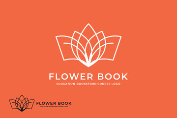 combination of plant, leaf and flower book education line logo template vector illustration icon element