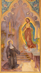 Papier Peint - VIENNA, AUSTIRA - JUNI 24, 2021: The fresco of traditional Divine Mercy of Jesus in the Votivkirche church by brothers Carl and Franz Jobst (sc. half of 19. cent.).